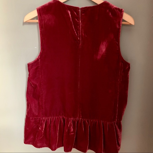 J. Crew sleeveless velvet peplum top in cranberry - Picture 2 of 3